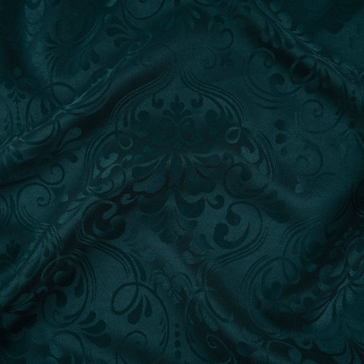BROCATO VERDE TEAL OSCURO CON HOJAS Y ARABESCOS