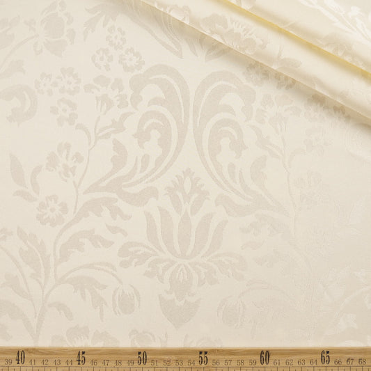 BROCATO BLANCO PAPIRO CON HOJAS Y DISEÑO DE FLORES