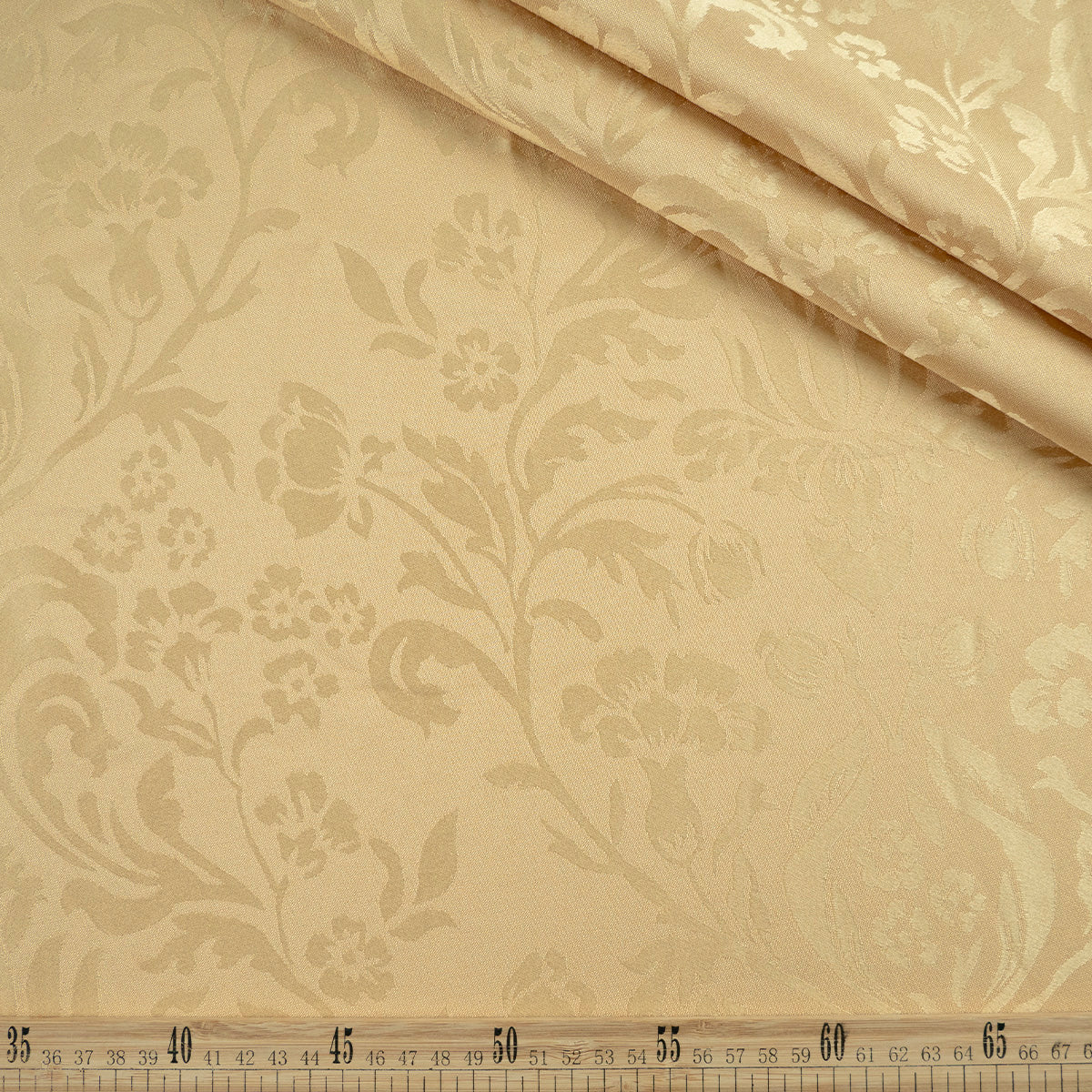 BROCATO CAMEL CARAMELO CON HOJAS Y FLORES