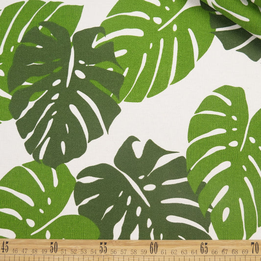 CANVAS ESTAMPADO BLANCO BRILLANTE HOJAS GRANDES