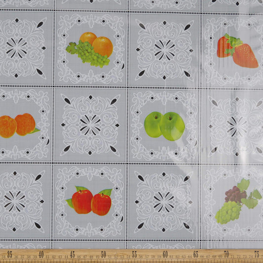 PVC ESTAMPADO BLANCO BRILLANTE CON FRUTAS