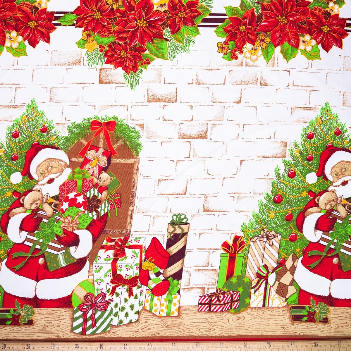 MANTELERIA NAVIDAD ROJO CARMESI SANTA CON REGALOS
