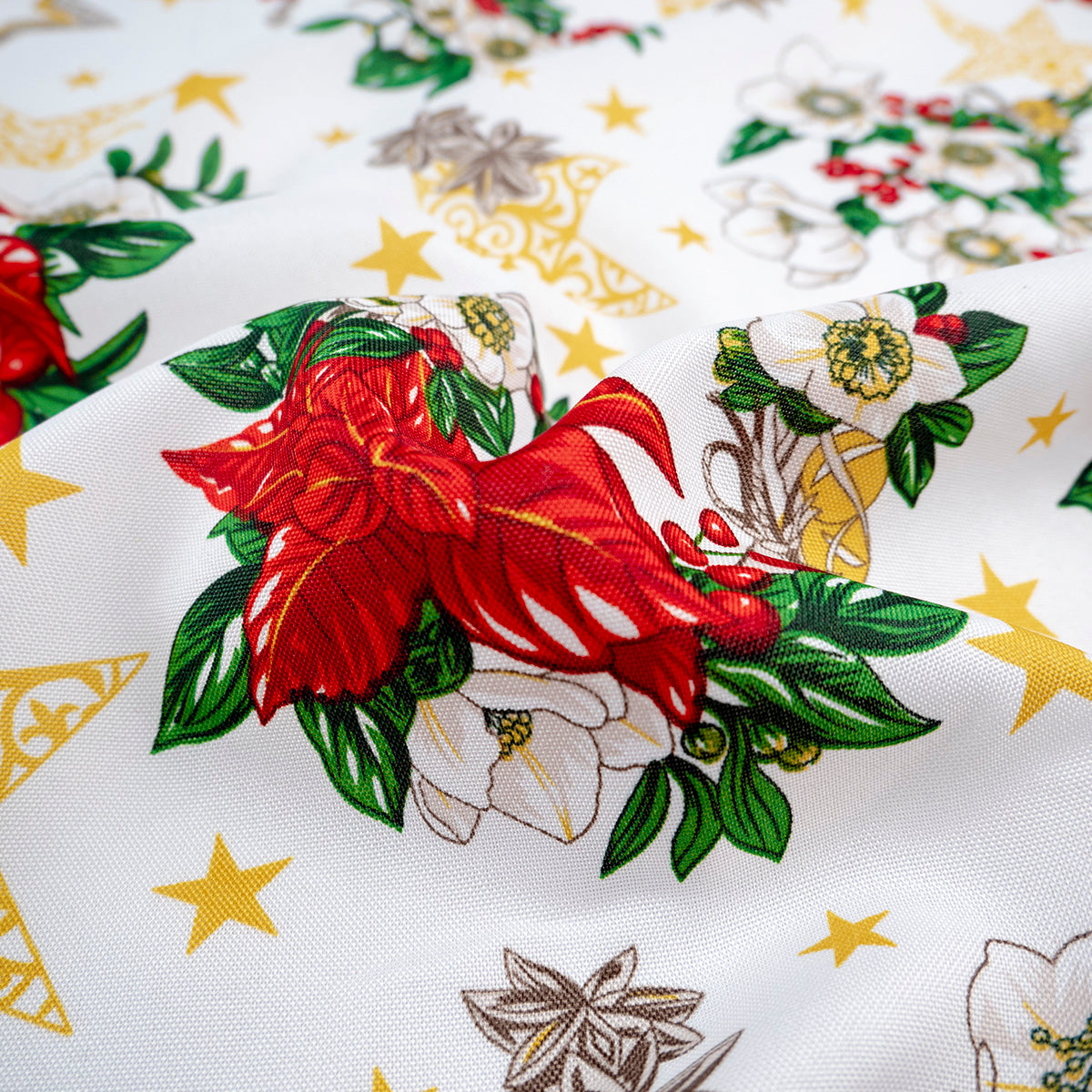 MANTELERIA NAVIDAD BLANCO BRILLANTE