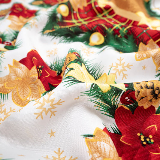 MANTELERIA NAVIDAD BLANCO BRILLANTE