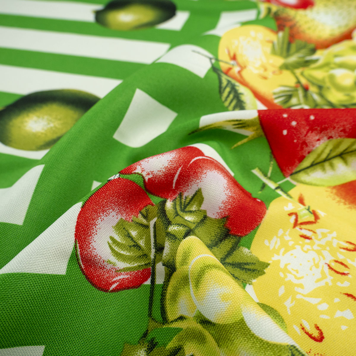 MANTELERIA ESTAMPADA VERDE VERDANT CON RAYAS