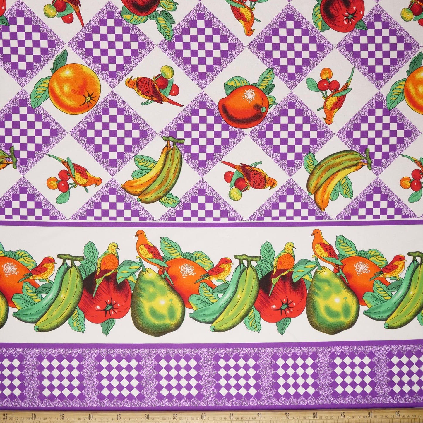 MANTELERIA ESTAMPADA VIOLETA AFRICA CON FRUTAS