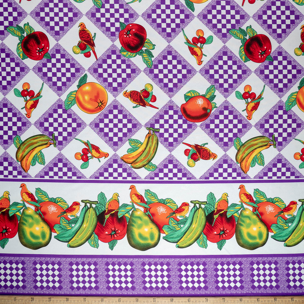 MANTELERIA ESTAMPADA VIOLETA AFRICA CON FRUTAS