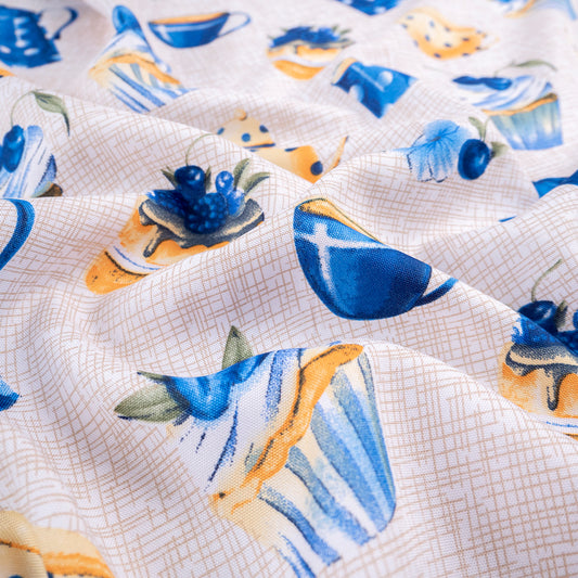 MANTELERIA ESTAMPADA AZUL OLIMPIA COCINA