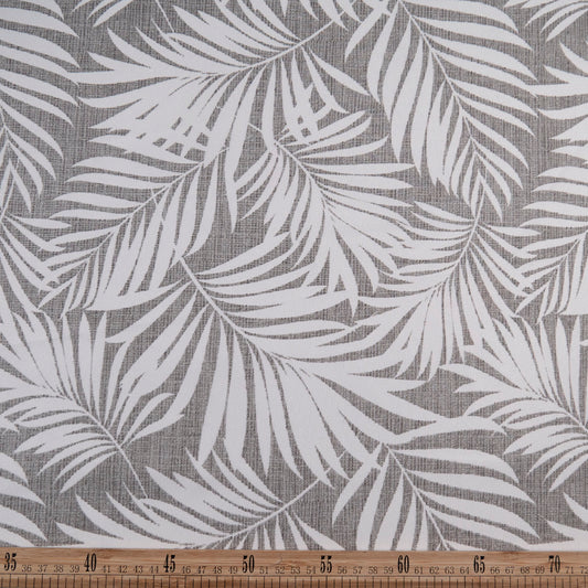 MANTELERIA ESTAMPADA GRIS PELTRE CON HOJAS