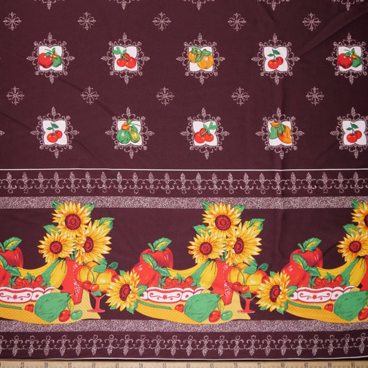 MANTELERIA ESTAMPADO MARRON CARIBOU FRUTAS Y GIRASOLES