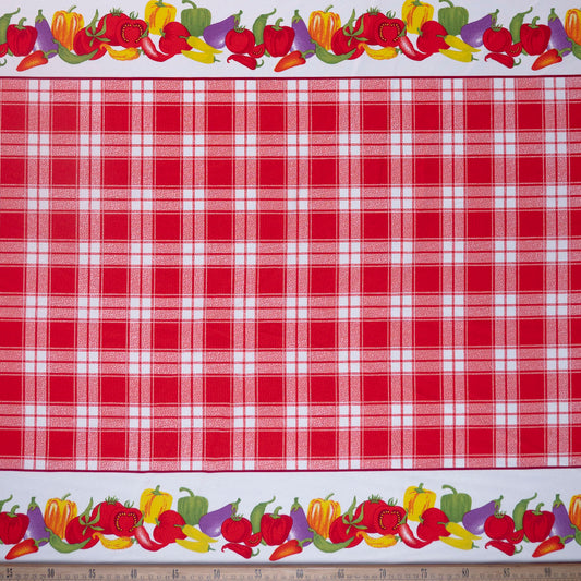 MANTELERIA ESTAMPADA ROJO CARMESI CUADRILLÉ