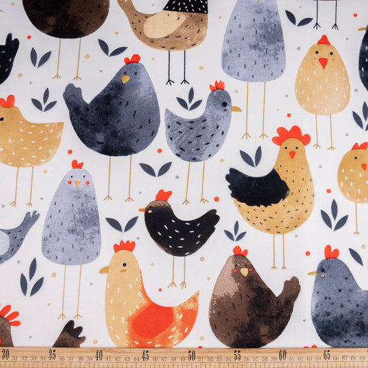 MANTELERIA ESTAMPADO BLANCO PAPIRO GALLINAS