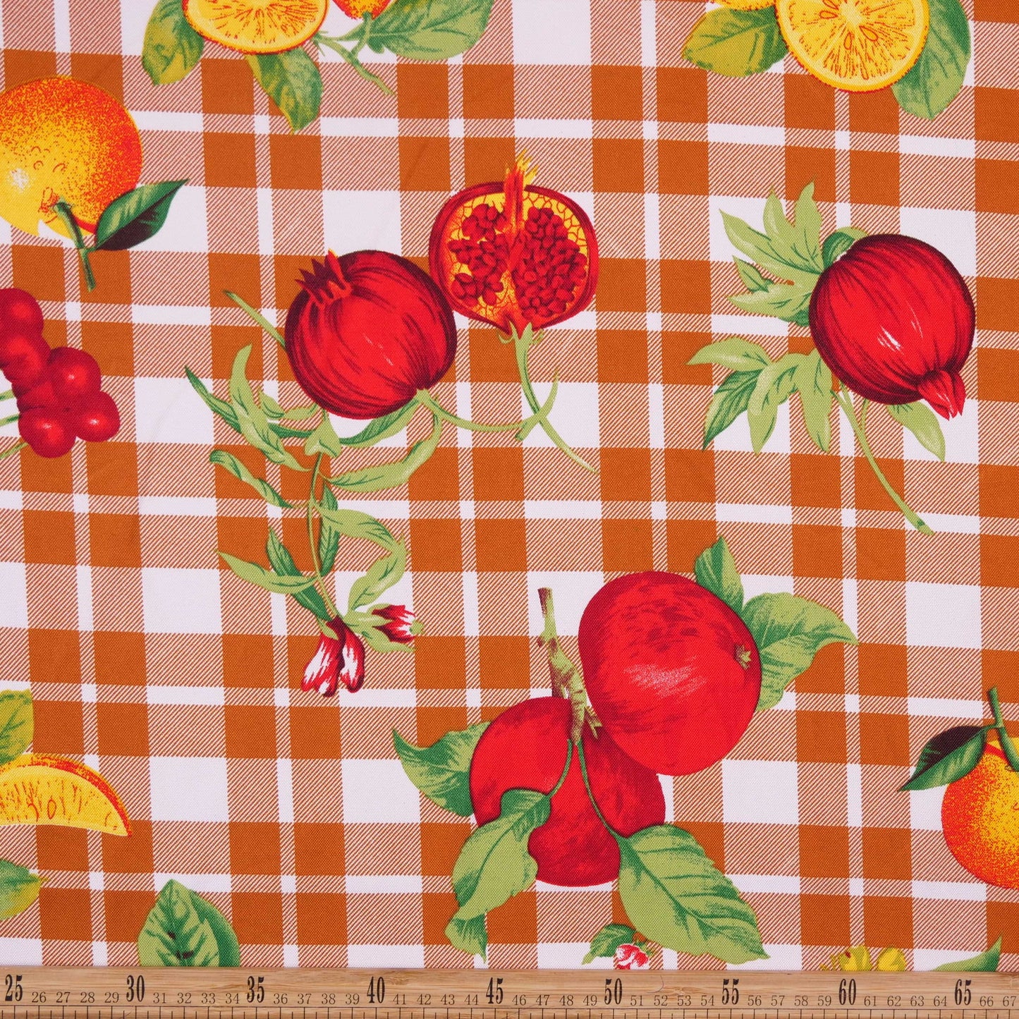 MANTELERIA ESTAMPADA MARRON ARMINO CUADRILLE CON FRUTAS