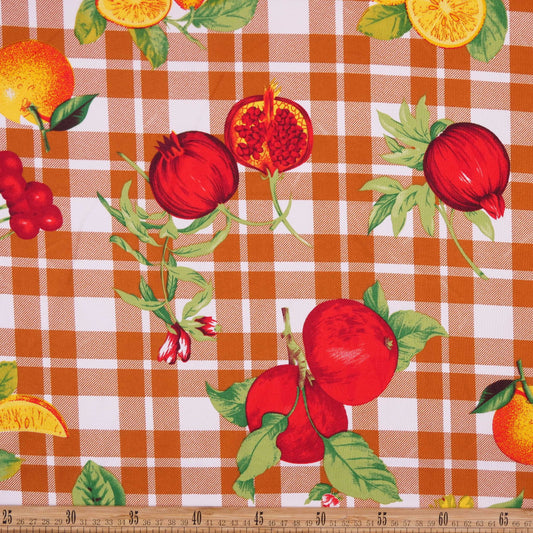 MANTELERIA ESTAMPADA MARRON ARMINO CUADRILLE CON FRUTAS