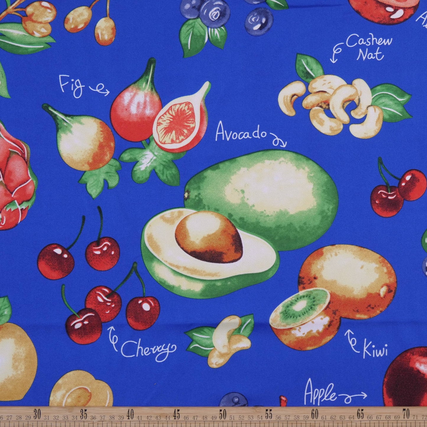 MANTELERIA ESTAMPADA AZUL OLIMPIA CON FRUTAS