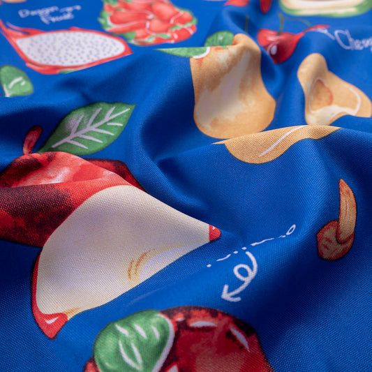 MANTELERIA ESTAMPADA AZUL OLIMPIA CON FRUTAS