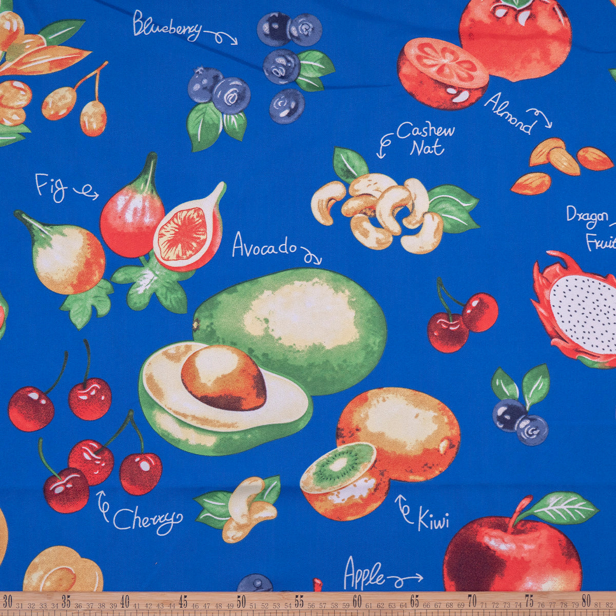 MANTELERIA ESTAMPADA AZUL OLIMPIA CON FRUTAS