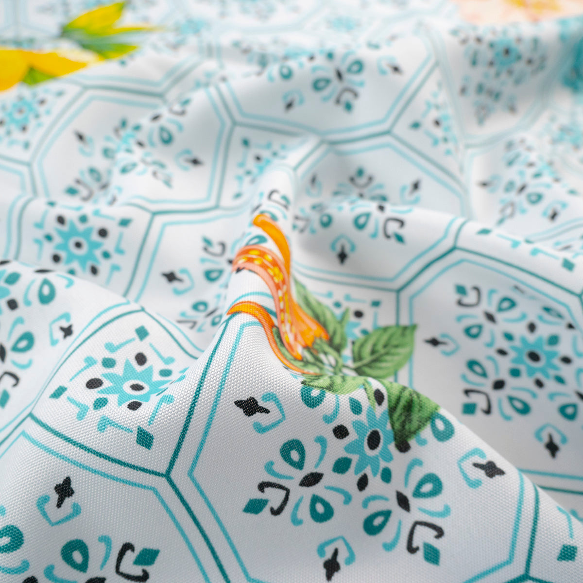 MANTELERIA ESTAMPADA VERDE CERAMICA AZULEJOS