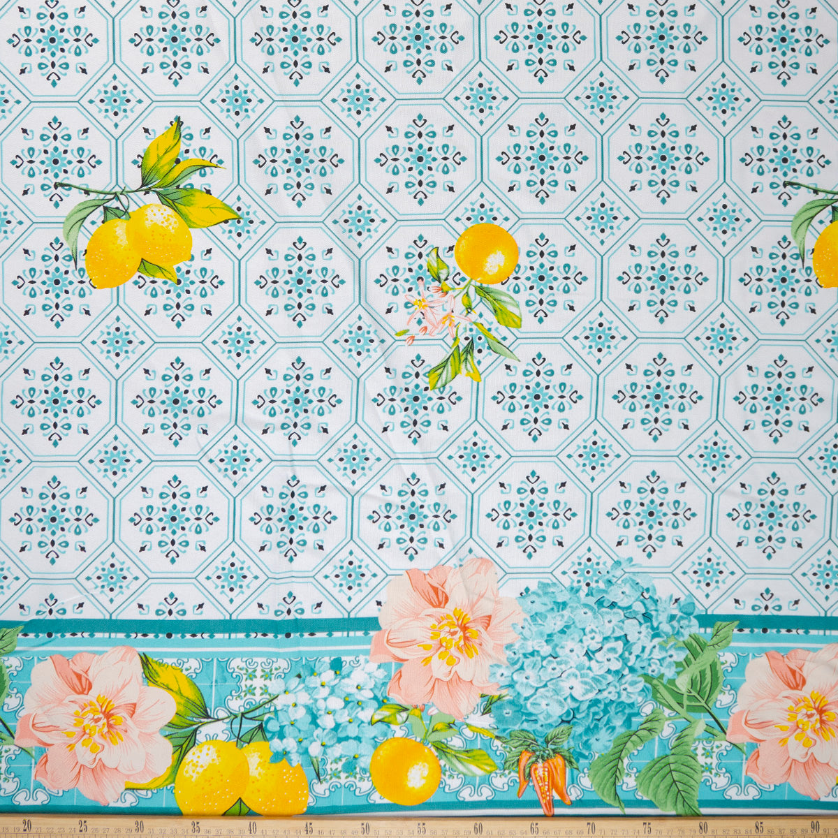 MANTELERIA ESTAMPADA VERDE CERAMICA AZULEJOS