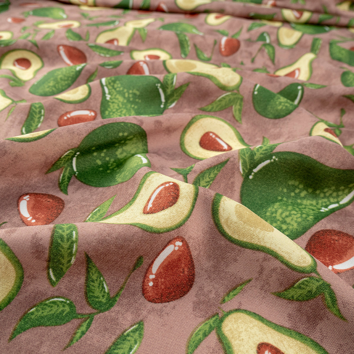 MANTELERIA ESTAMPADA MARRON CARIBOU AGUACATES