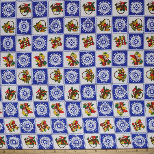 MANTELERIA ESTAMPADO AZUL OLIMPIA CESTA FRUTAL