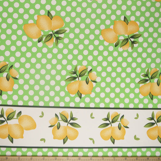 MANTELERIA ESTAMPADA VERDE NEON CON MOTAS Y LIMONES