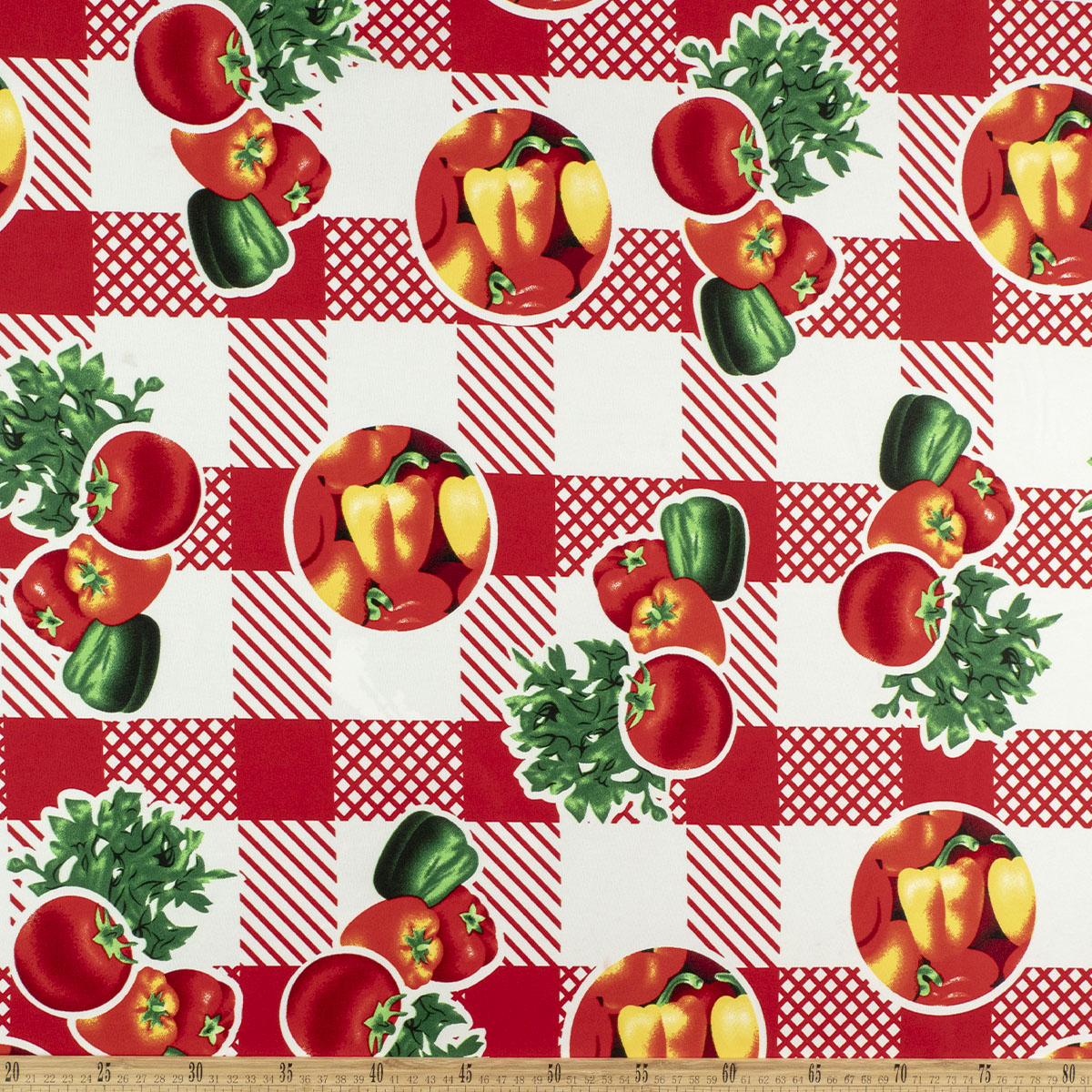 MANTELERIA ESTAMPADA ROJO MARTE CON FRUTAS