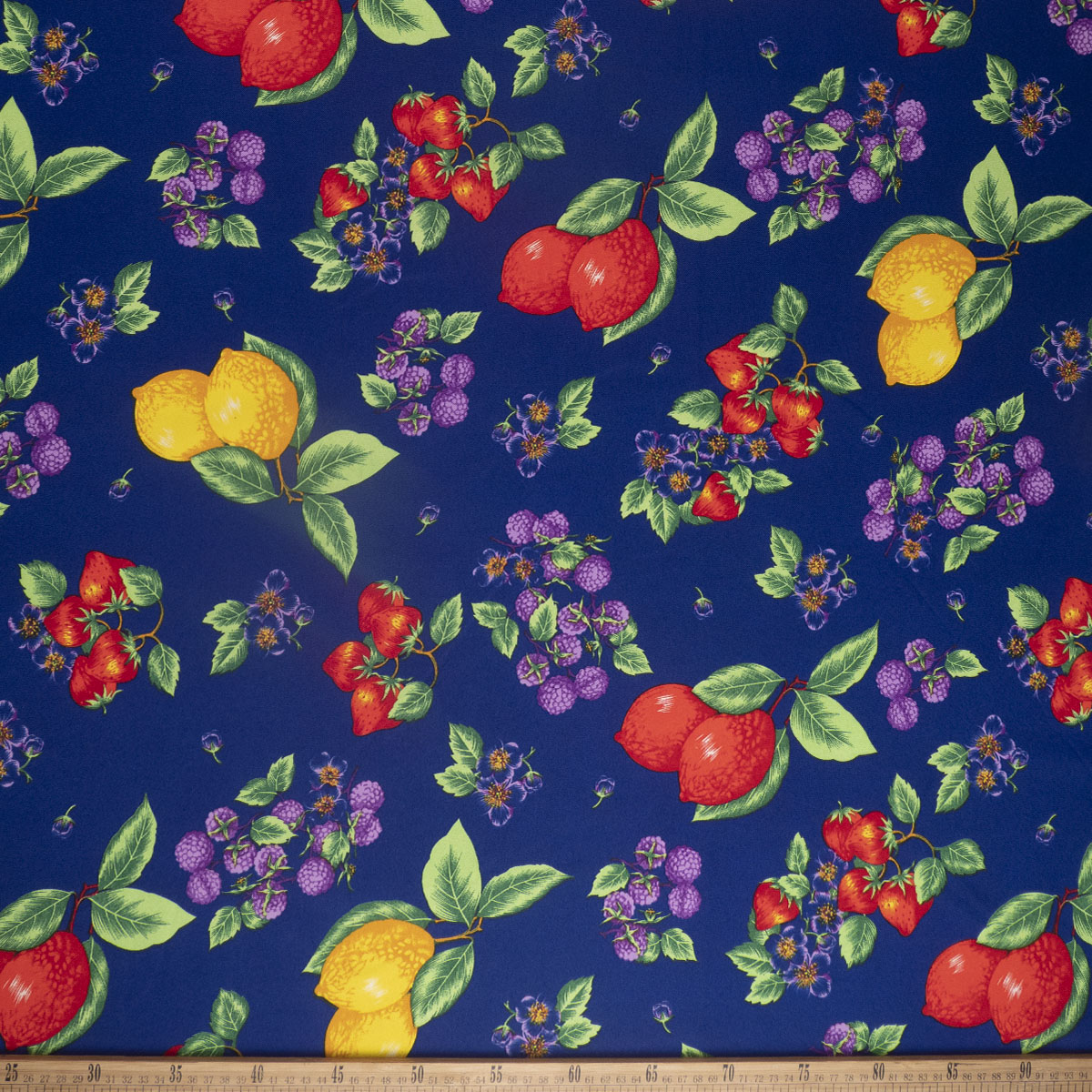 MANTELERIA ESTAMPADA AZUL DESLUMBRANTE CON FRUTAS