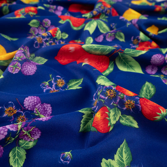 MANTELERIA ESTAMPADA AZUL DESLUMBRANTE CON FRUTAS