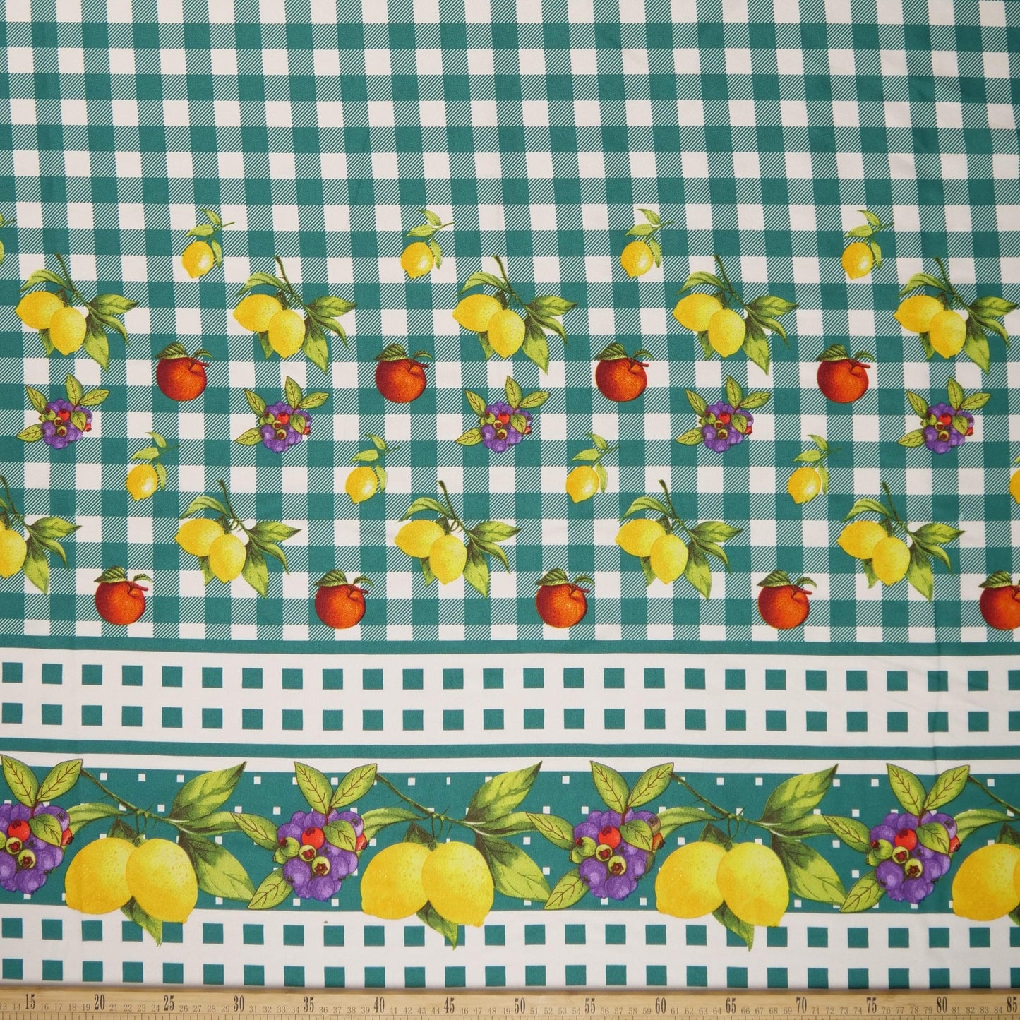 MANTELERIA ESTAMPADA VERDE CERAMICA CUADRILLE CON FRUTAS