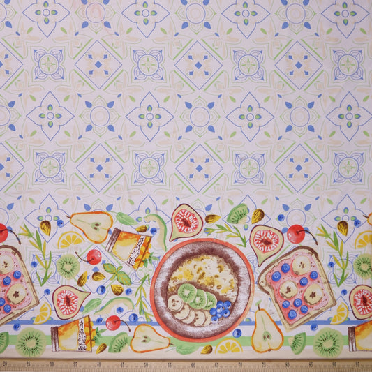 MANTELERIA ESTAMPADA BEIGE LANA