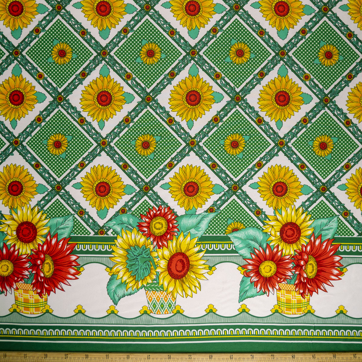 MANTELERIA ESTAMPADA VERDE VERDANT CON GIRASOLES