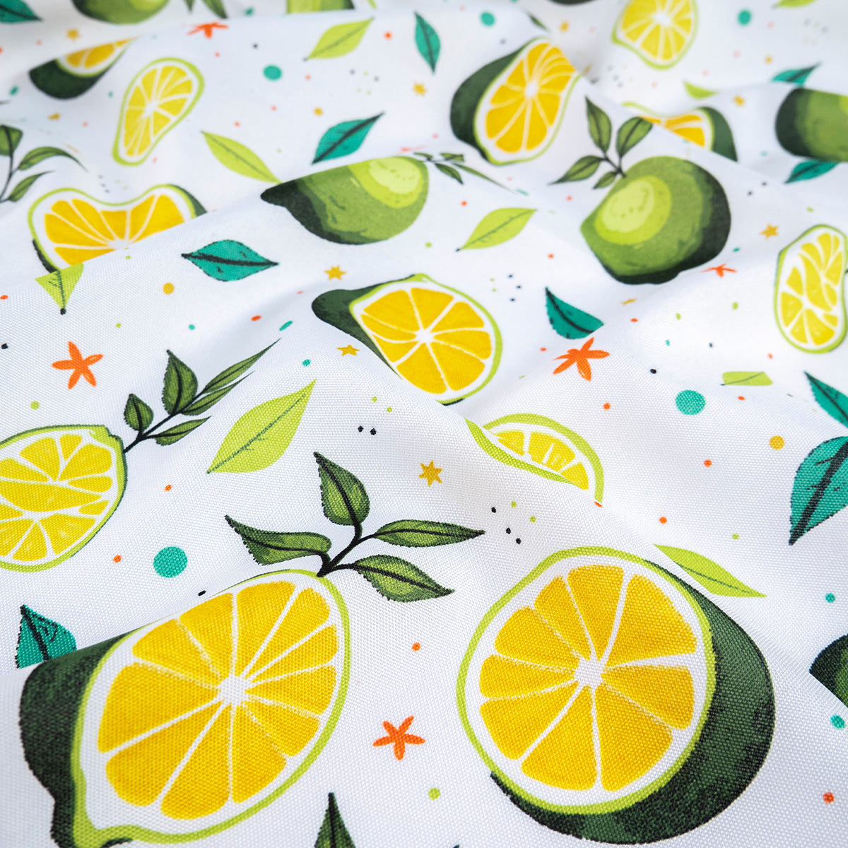 MANTELERIA ESTAMPADO BLANCO BRILLANTE LIMONES