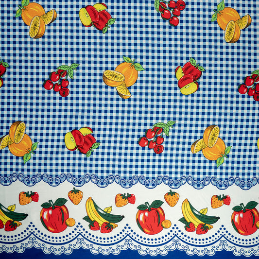 MANTELERIA ESTAMPADA AZUL SURF CUADRILLE CON FRUTAS