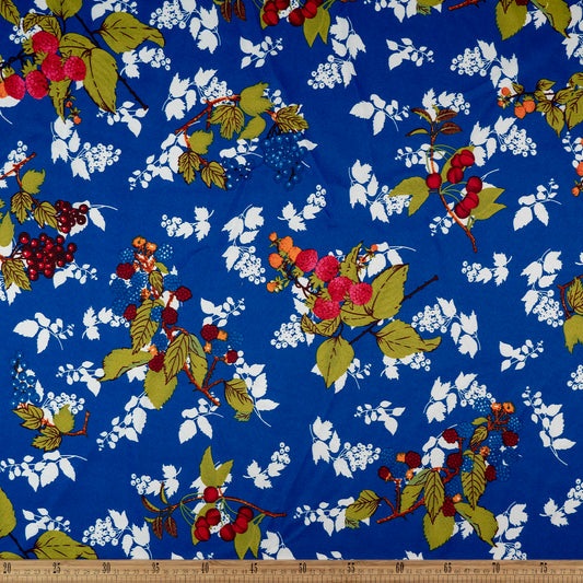 MANTELERIA ESTAMPADA AZUL SURF CON FRAMBUESAS