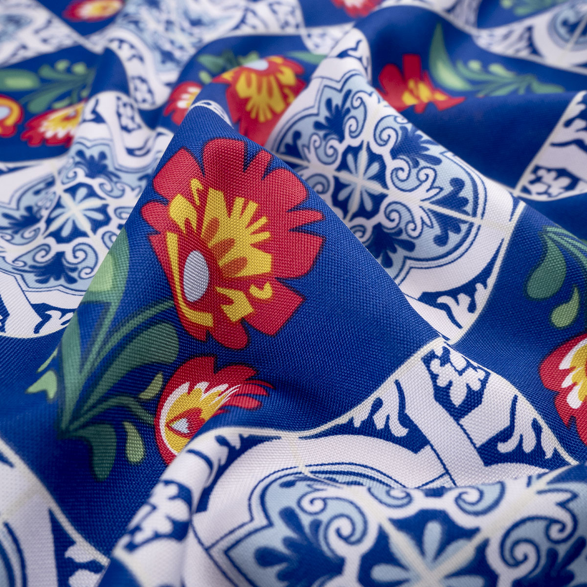 MANTELERIA ESTAMPADA AZUL SURF AZULEJOS