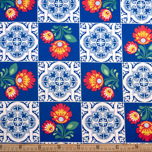 MANTELERIA ESTAMPADA AZUL SURF AZULEJOS