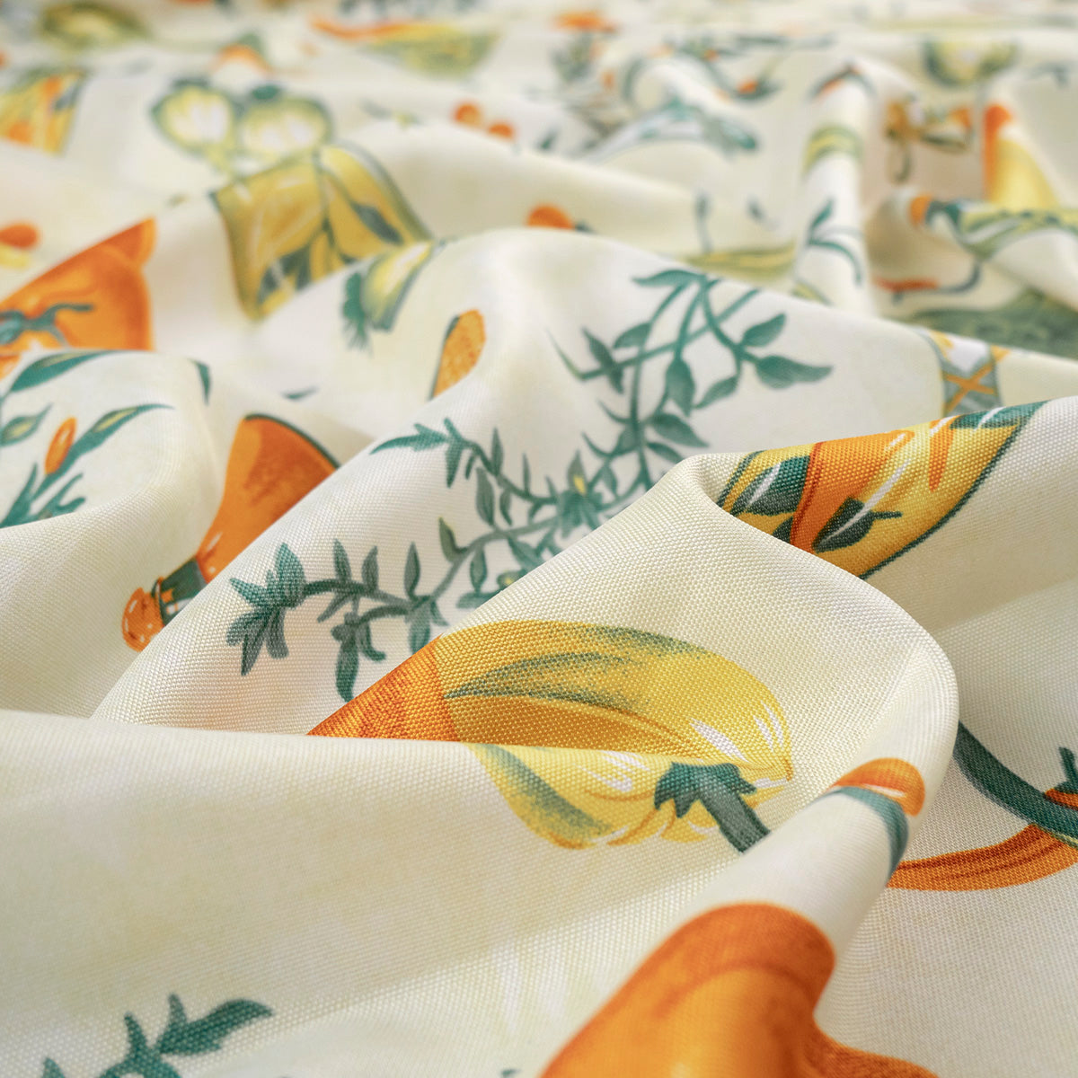 MANTELERIA ESTAMPADO BEIGE CREMA BOTANICAS CULINARIAS