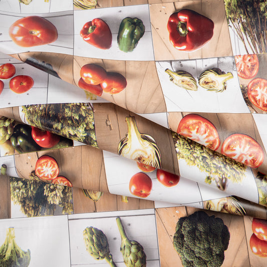 PVC DOBLE ESTAMPADO MARRON CARIBOU HORTALIZAS