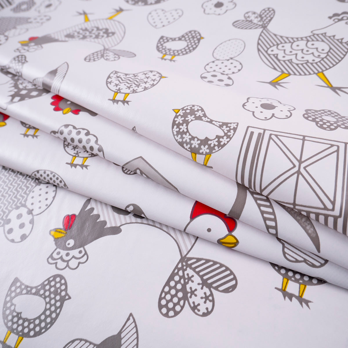 PVC DOBLE ESTAMPADO BLANCO BRILLANTE GALLINITAS