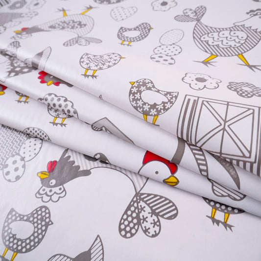 PVC DOBLE ESTAMPADO BLANCO BRILLANTE GALLINITAS
