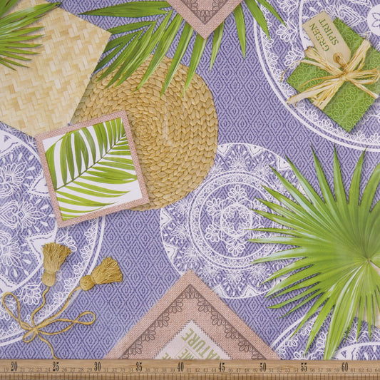 PVC DOBLE ESTAMPADO AZUL MOONLIGHT CON HOJAS