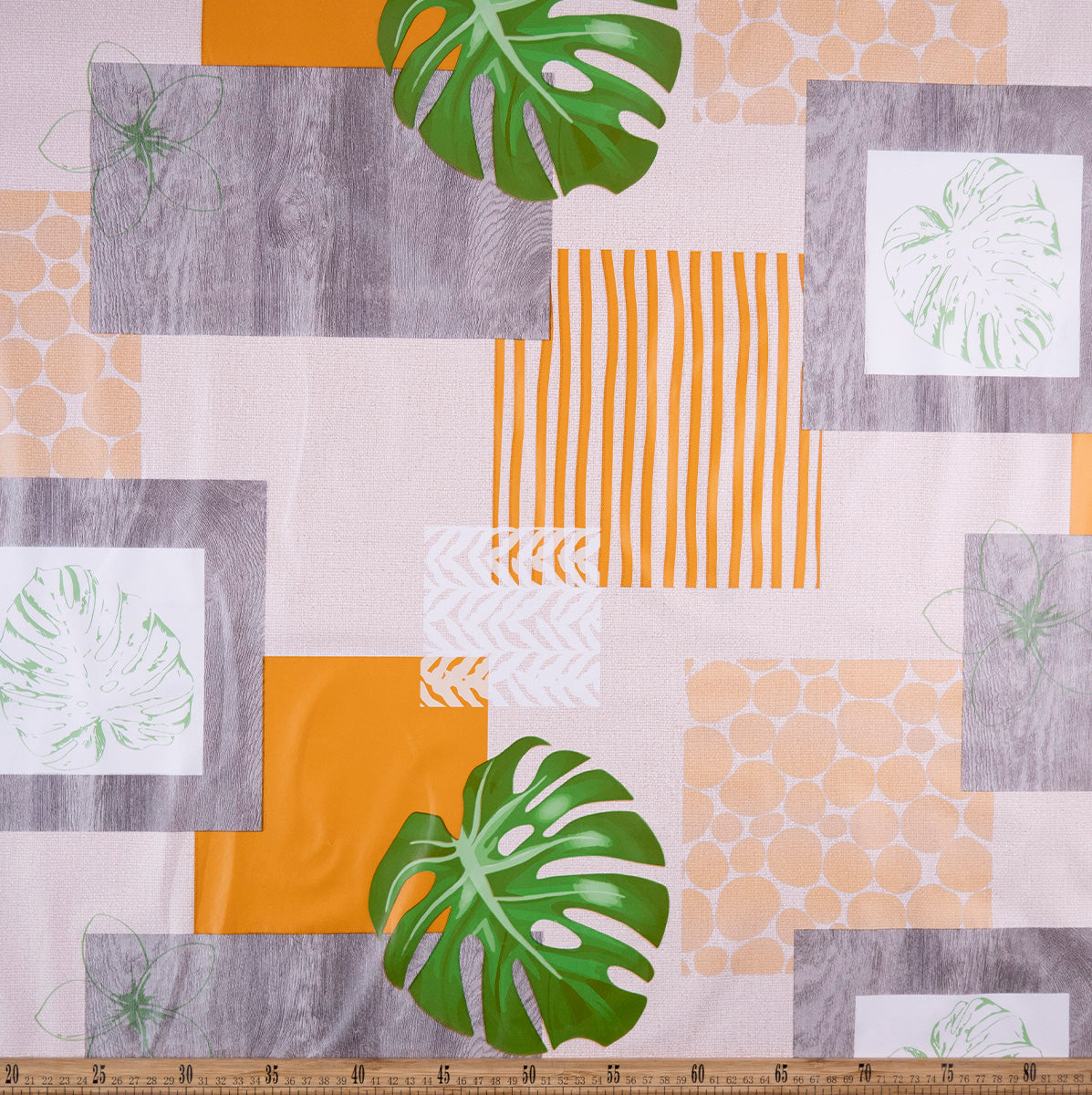 PVC DOBLE ESTAMPADO BEIGE LANA MONSTERA