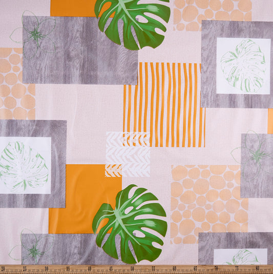 PVC DOBLE ESTAMPADO BEIGE LANA MONSTERA