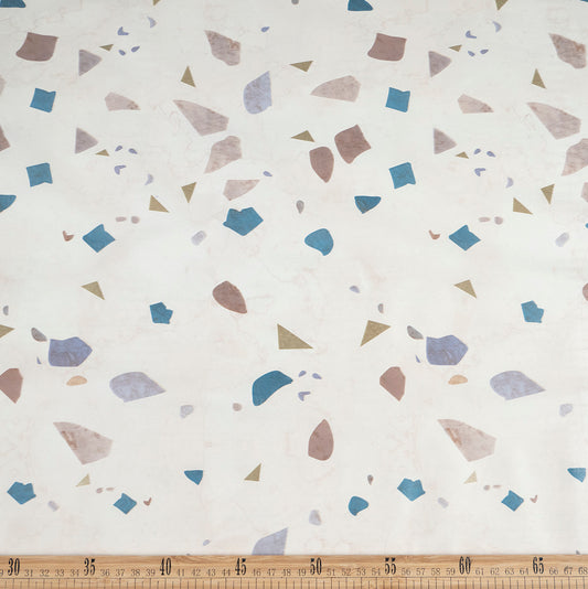 PVC DOBLE ESTAMPADO BEIGE LANA FORMAS COLORIDAS