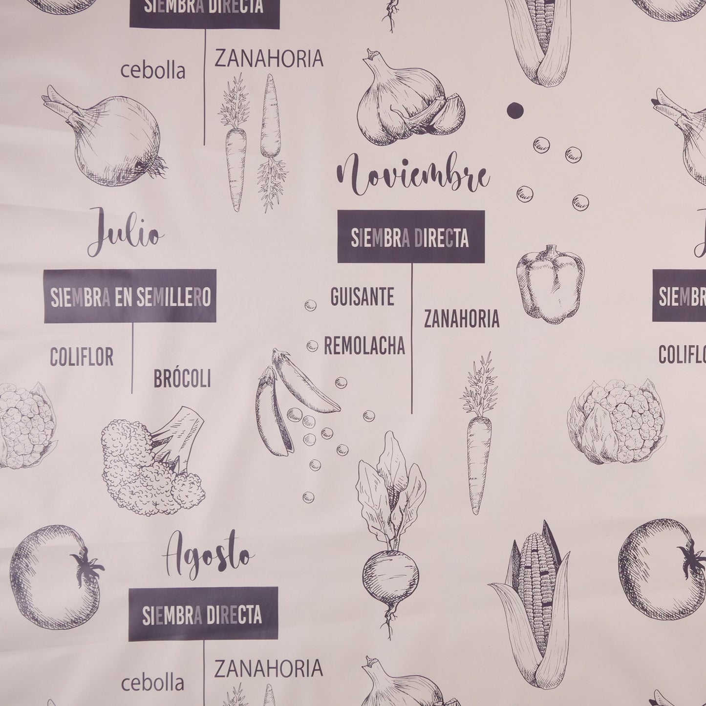 PVC DOBLE ESTAMPADO BLANCO PAPIRO HORTALIZAS