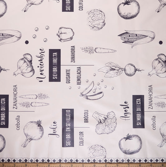 PVC DOBLE ESTAMPADO BLANCO PAPIRO HORTALIZAS