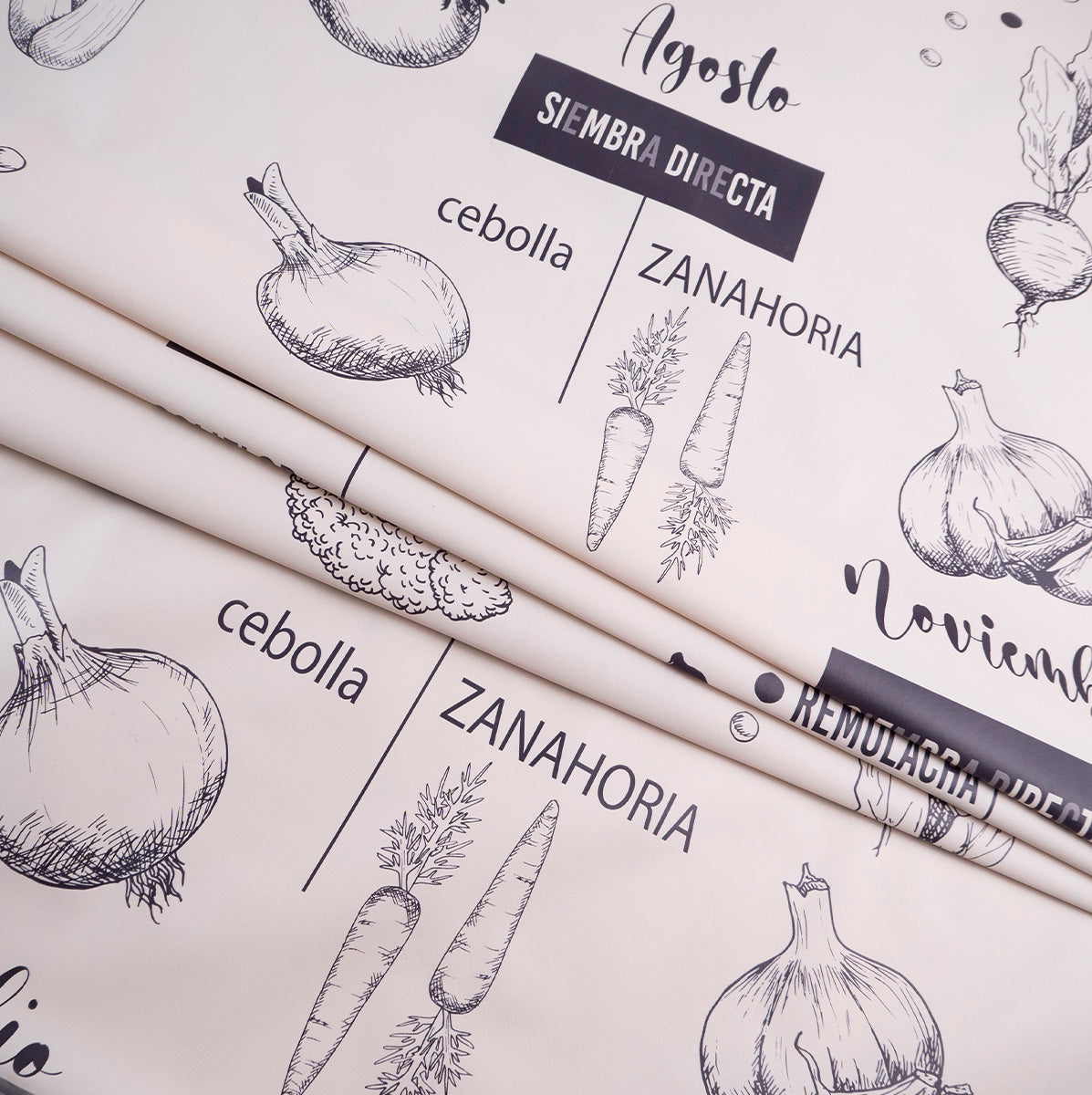 PVC DOBLE ESTAMPADO BLANCO PAPIRO HORTALIZAS