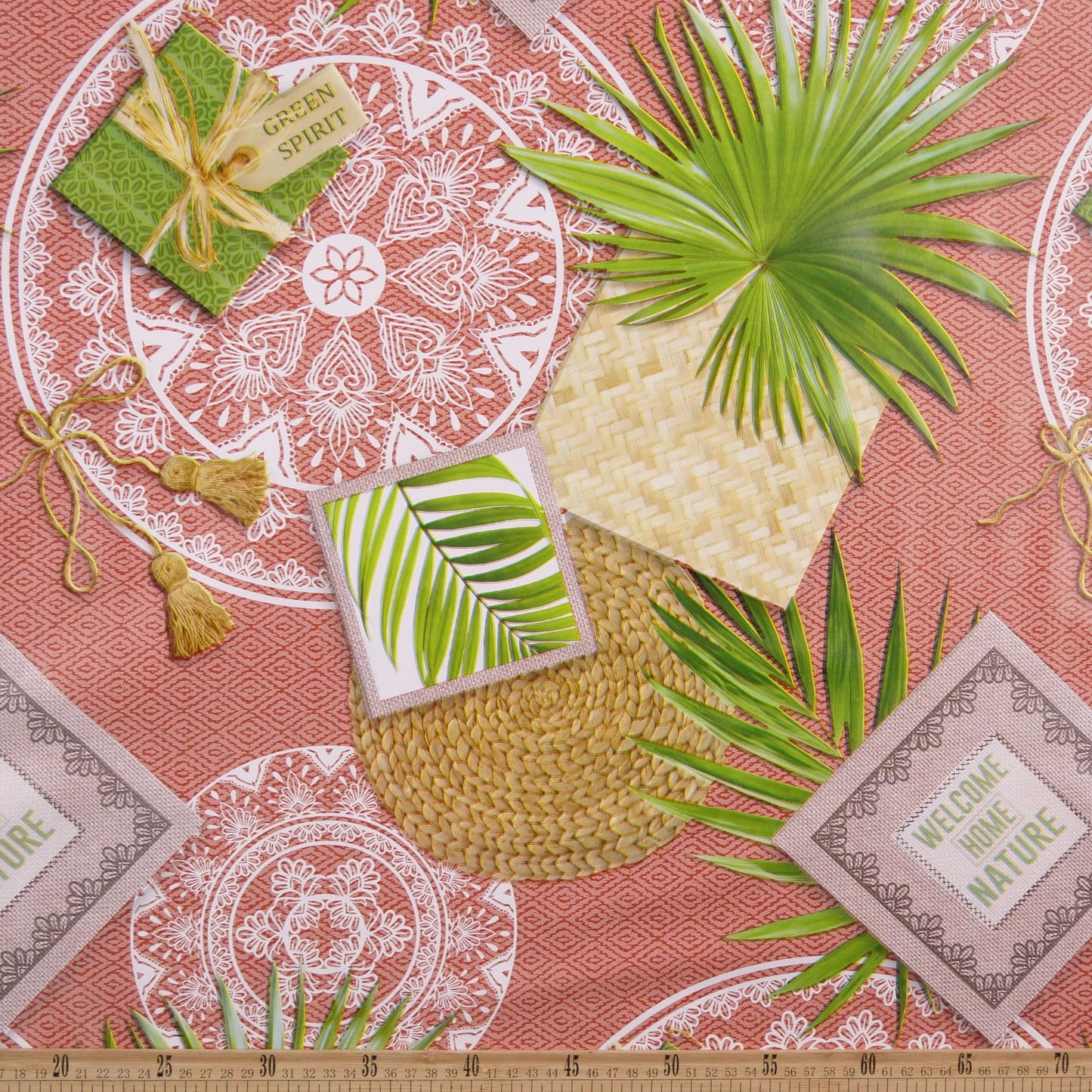 PVC DOBLE ESTAMPADO MARRON ARCILLA HOJAS