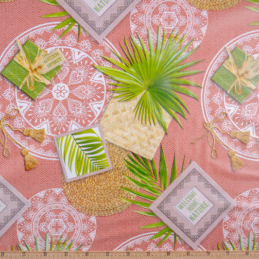 PVC DOBLE ESTAMPADO MARRON ARCILLA HOJAS